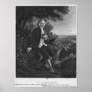 Jean-jacques Rousseau som komponerar 'Emile Poster