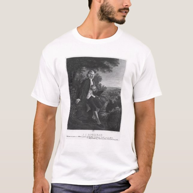 Jean-jacques Rousseau som komponerar 'Emile Tee Shirt (Framsida)