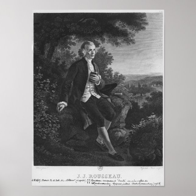 Jean-Jacques Rousseau som utgör Emile Poster (Framsidan)