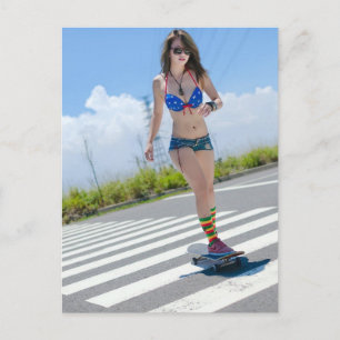 Jean Kort & Bikini Top Skater Girl Photo 