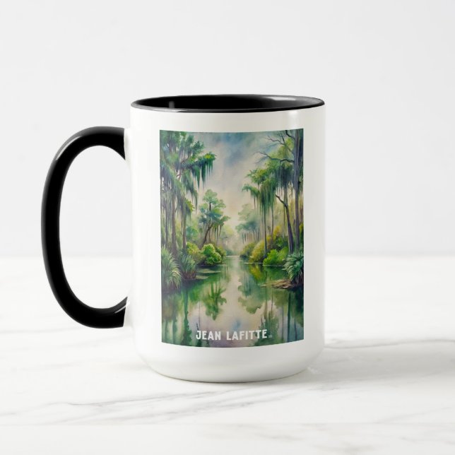 Jean Lafitte Park Watercolor Painting Postcard Mugg (Vänster)