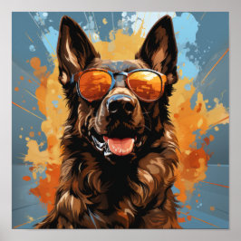 Jean-Leandro Belgiska Malinois Eating a Flip-Fl Poster