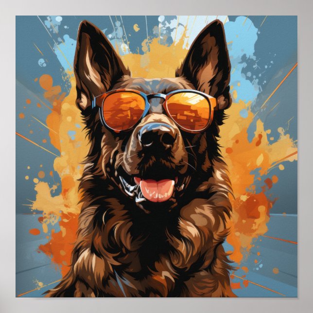 Jean-Leandro Belgiska Malinois Eating a Flip-Fl Poster (Framsidan)