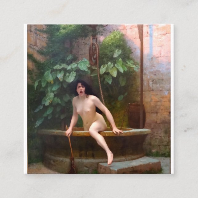 Jean-Leon Gerome kommer ut ur hennes brunn Fyrkantigt Visitkort (Framsida)