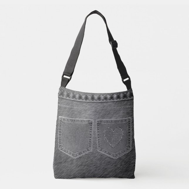 Jean look 'Black & White' Crossbody Bag Axelväska (Framsida)