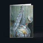 Jean Monet i hans vagga av Claude Monet Kort<br><div class="desc">Jean Monet i sin Cradle (1867) av Claude Monet är en vintage imponerande bra konsthamn porträtt-målning. Konstnärens son som baby sover i vaggan. Hans mor eller förmyndare tittar på honom medan han sover i sitt rum på daghemmet. Om konstnären: Claude Monet (1840-1926) var en av grundarna av den Fransk målningsrörelsen...</div>