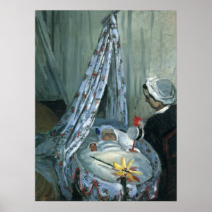 Jean Monet i hans vagga av Claude Monet Poster