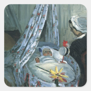 Jean Monet i sin vagga av Claude Monet Fyrkantigt Klistermärke