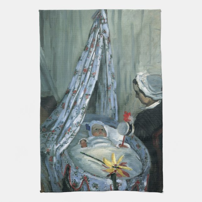 Jean Monet i sin vagga av Claude Monet Kökshandduk (Vertikal)