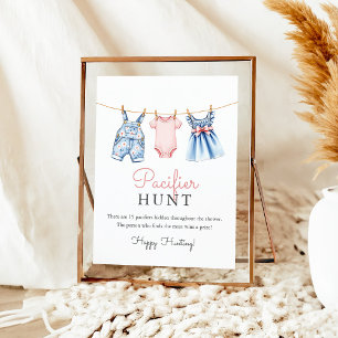 Jean Nappar Hunt Baby Shower Game Sign Poster