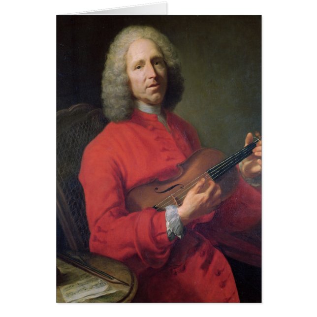 Jean-Philippe Rameau med en fiol Hälsningskort (Framsidan)
