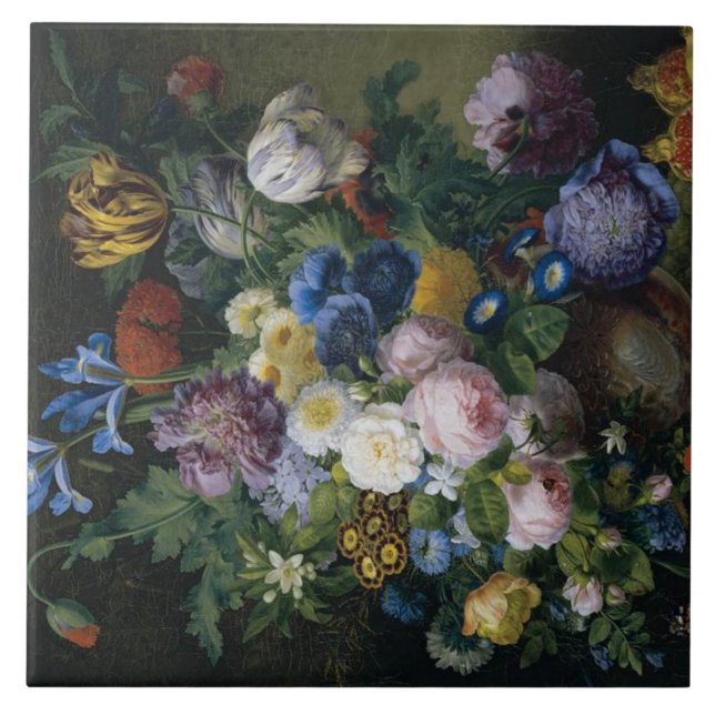 Jean-Pierre-Xavier Bidauld still Life with Tulips Kakelplatta (Framsidan)