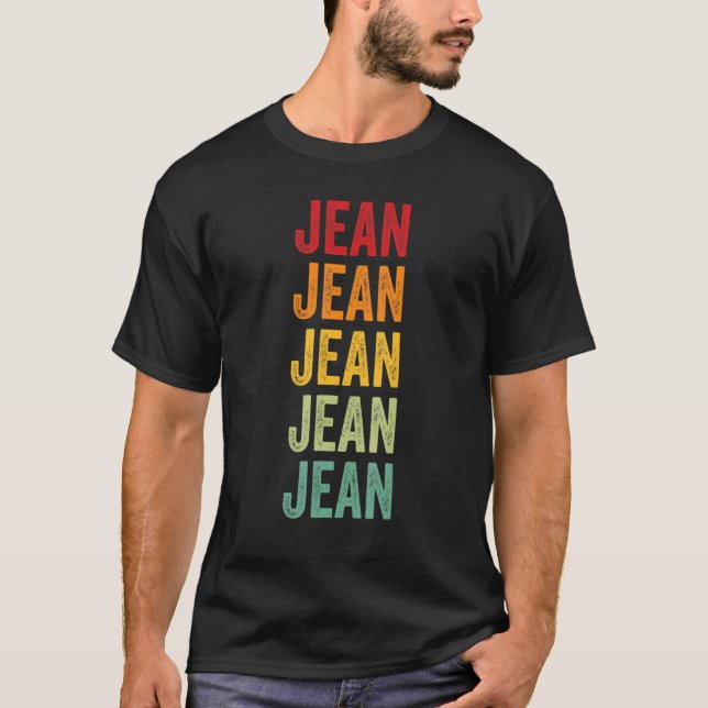 Jean Rainbow Repetition of Jean Namn Text T Shirt (Framsida)