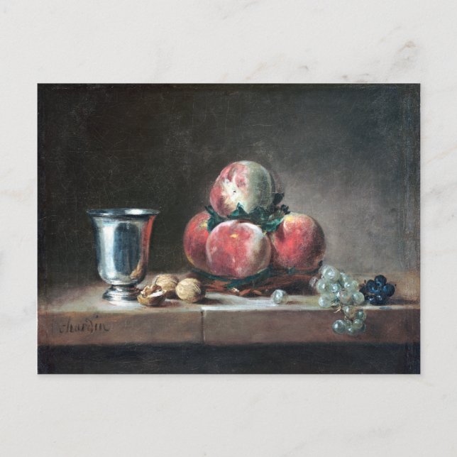 Jean-Siméon Chardin still Life with Peacher Vykort (Framsida)