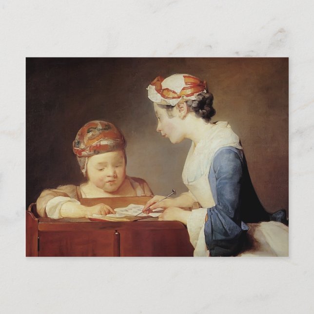 Jean-Simeon Chardin- Young Schoolmistress Vykort (Framsida)