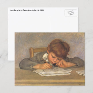 Jean Teckning av Pierre Renoir, Vintage Fine Art Vykort