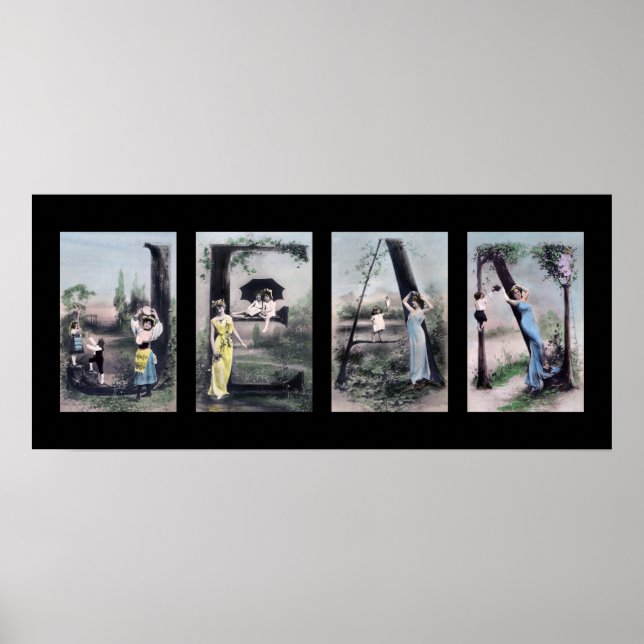 JEAN Vintage Alphabet Brev Namn Art Poster (Framsidan)