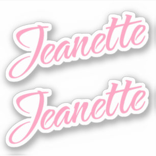 Jeanette Namn i Rosa x2 Klistermärken