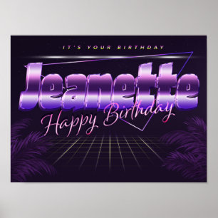 Jeanette Namn Vorname lila retro Poster Geburtstag