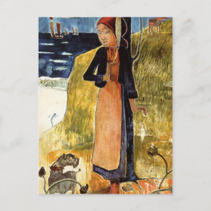 Jeanne d'Arc eller Breton Girl spinning Paul Gaugu Vykort