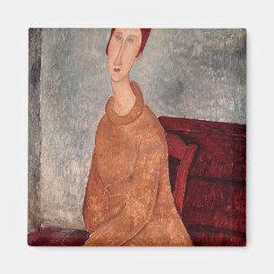 Jeanne Hebuterne i en gul jumper, 1918-19 Magnet