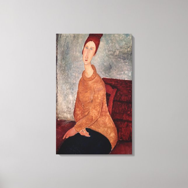 Jeanne Hebuterne i en Gult Jumper, 1918-19 Canvastryck (Framsida)