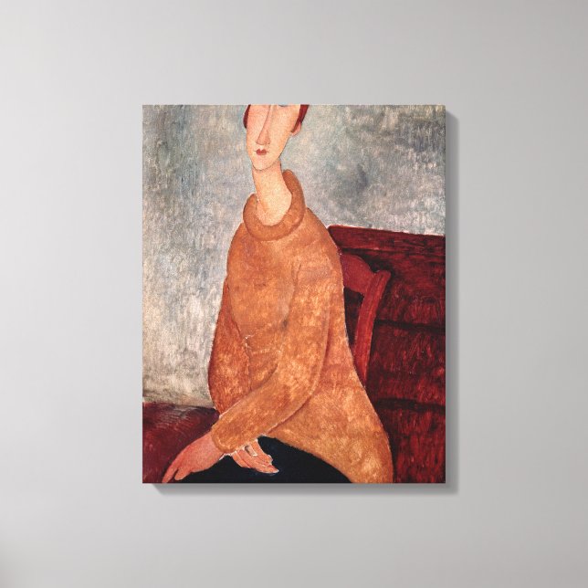 Jeanne Hebuterne i en Gult Jumper, 1918-19 Canvastryck (Framsida)