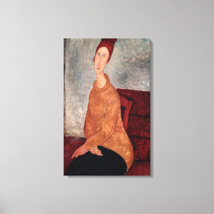 Jeanne Hebuterne i en Gult Jumper, 1918-19 Canvastryck