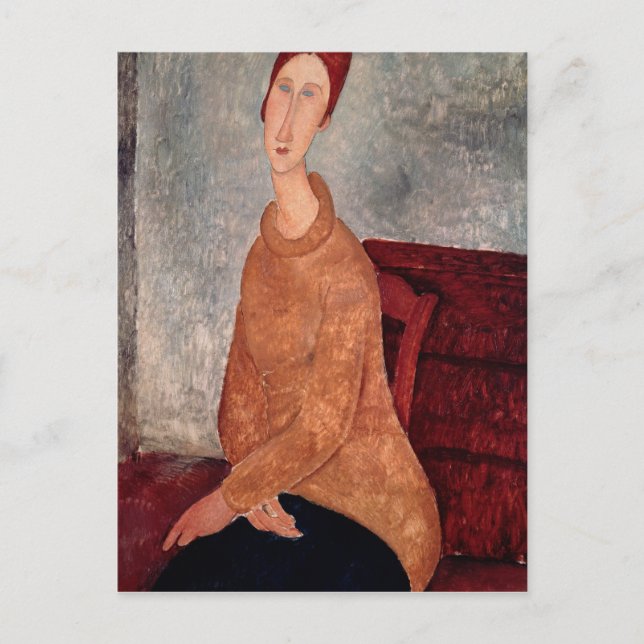 Jeanne Hebuterne i en Gult Jumper, 1918-19 Vykort (Framsida)