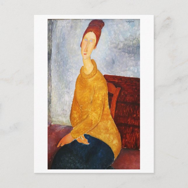 Jeanne Hebuterne i gul tröja, Modigliani Vykort (Framsida)