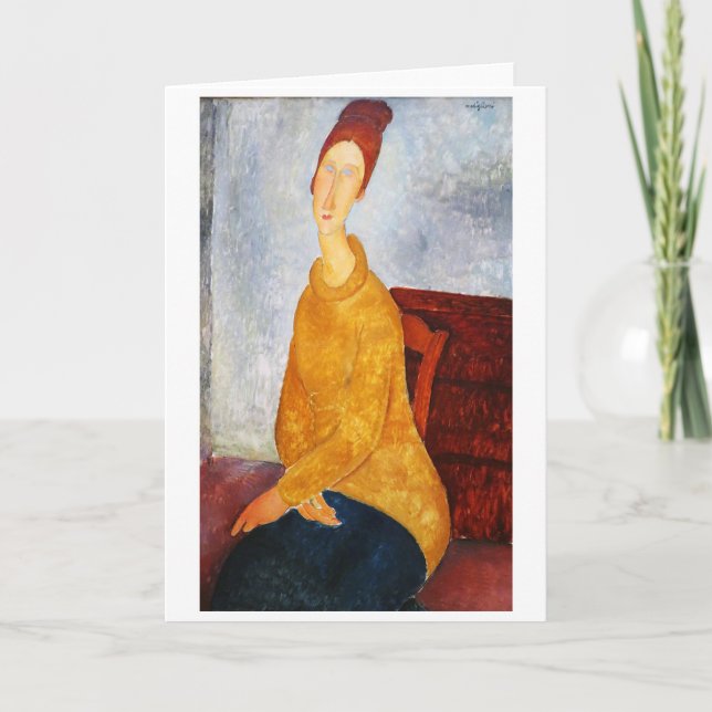 Jeanne Hebuterne i Gult Sweater, Modigliani Kort (Framsida)