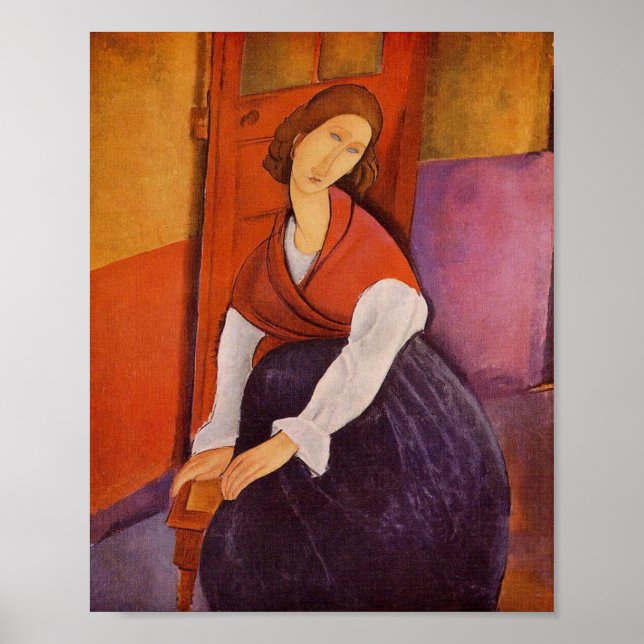 Jeanne Hebuterne in a Red Shawl by Modigliani Poster (Framsidan)