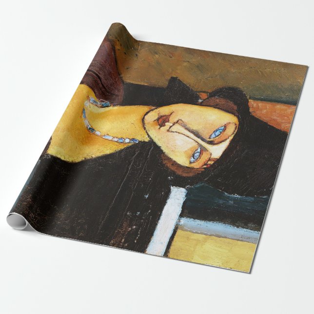Jeanne Hebuterne med Hat och Necklace, Modigliani Presentpapper (Utrullad)