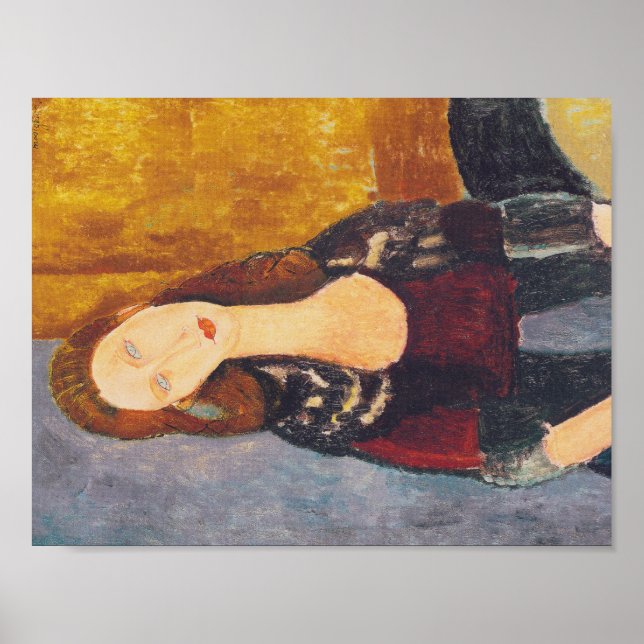 Jeanne Hebuterne porträtt av Amedeo Modigliani Poster (Framsidan)