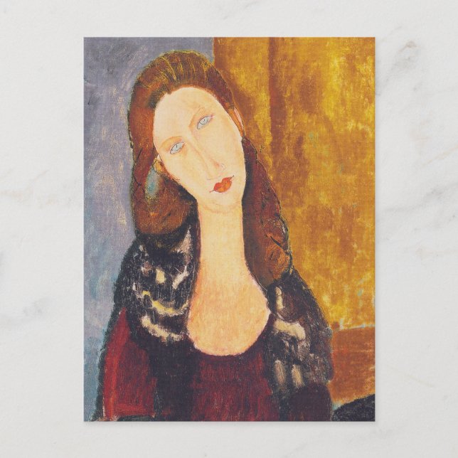 Jeanne Hebuterne porträtt av Amedeo Modigliani Vykort (Framsida)