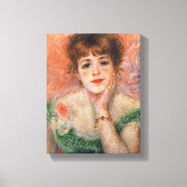 Jeanne Samary i en lått Necked Dress (av Renoir) Canvastryck (Framsida)