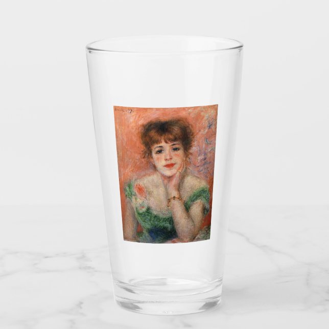 Jeanne Samary i en lått Necked Dress (av Renoir) Glaskopp (Framsida)