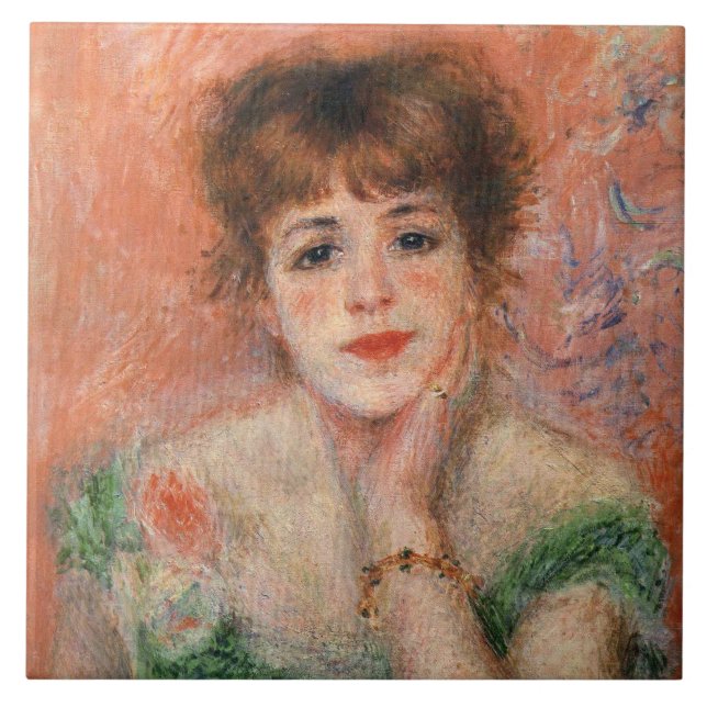 Jeanne Samary i en lått Necked Dress (av Renoir) Kakelplatta (Framsidan)