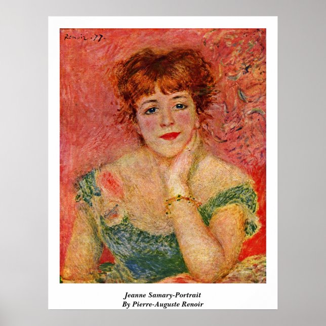 Jeanne Samary-Porträtt av Pierre-Auguste Renoir Poster (Framsidan)