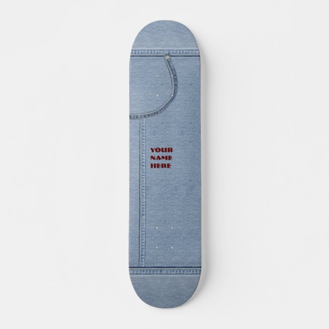 Jeans Board med ditt namn Mini Skateboard Bräda 18,5 Cm (Framsida)