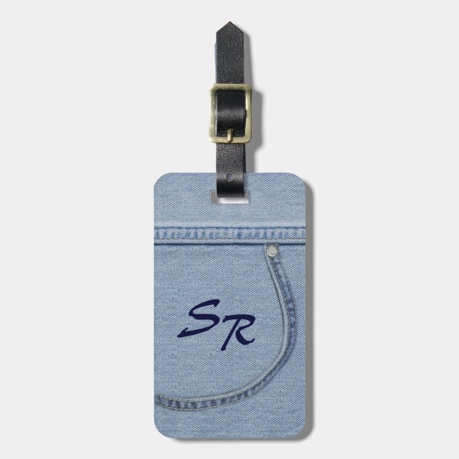 Jeans Märkre med Monogram Bagagebricka (Vertikal Framsida)