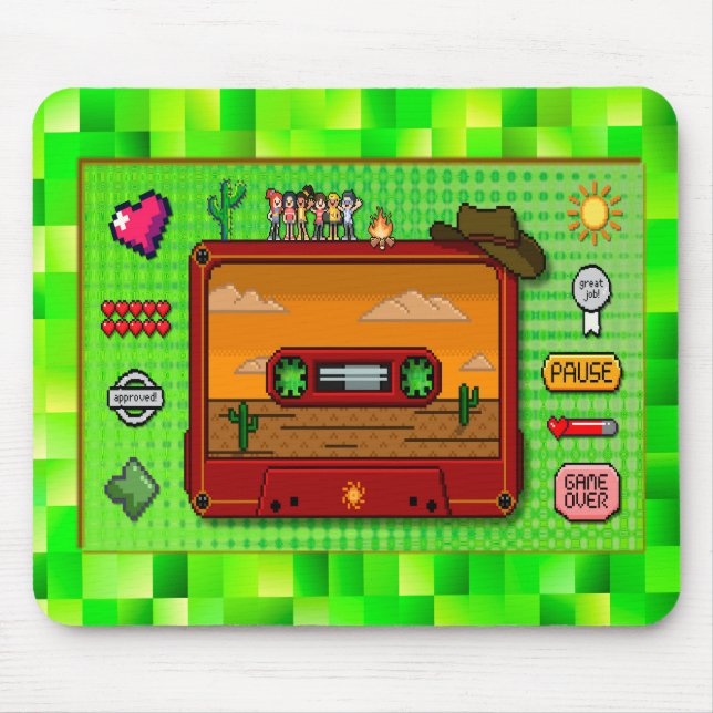 Jeans pixel art mousse rug. musmatta (Framsidan)