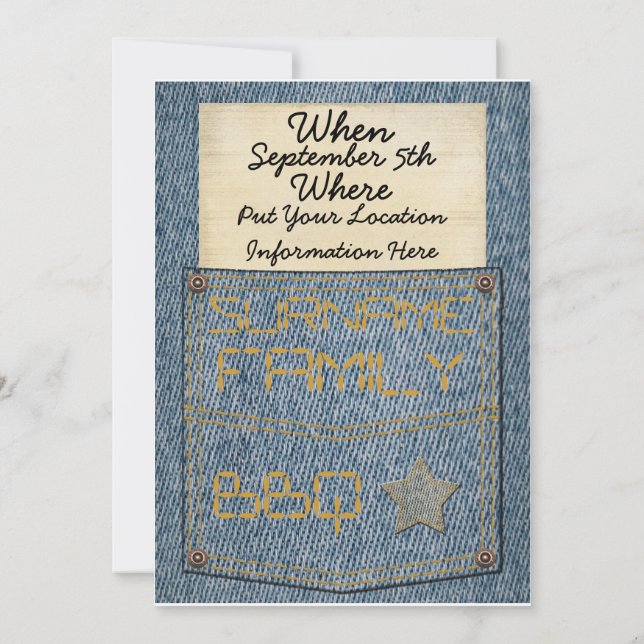 Jeans Pocket BBQ-inbjudningar Inbjudningar (Baksida)