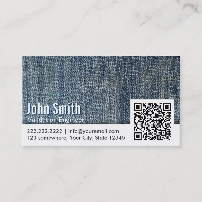 Jeans QR kodifierar godkännandeingenjörvisitkorten Visitkort (Framsida)
