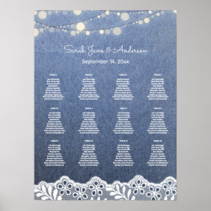 Jeans, Snöre, String Ljus Bröllop Sittdiagram Poster