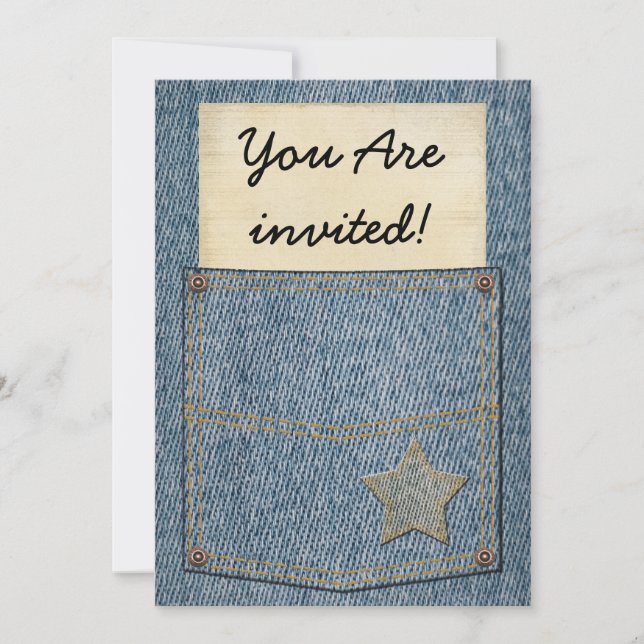 Jeans stoppa i fickan partyinbjudningar inbjudningar (Framsida)