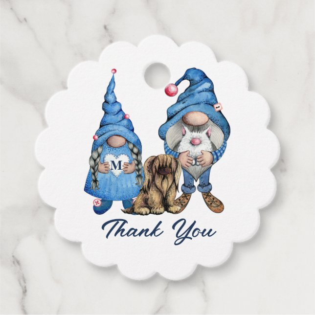 Jeans Watercolor Gnomes Gåvor Etiketter (Framsida)