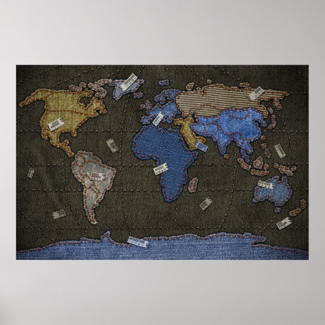Jeans World Map Poster (Framsidan)