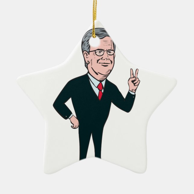 Jeb Bush republikansk kandidattecknad 2016 Julgransprydnad Keramik (Framsidan)