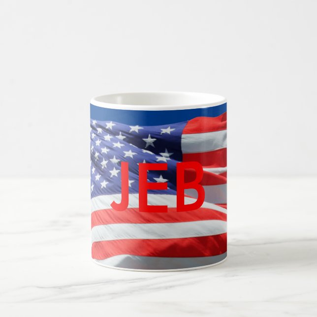 Jeb Running President USA, American Flagga, Mugg (Center)